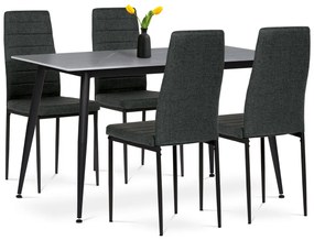 Zestaw jadalniany Marmur z ceramicznym blatem i 4krzesłami, czarny