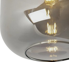 Designerska lampa sufitowa czarna i złota z dymionym szkłem - Zuzanna