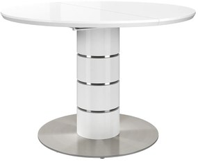 Rozkładany stół jadalniany – 4-6-osobowy – MDF i metal nierdzewny – kolor biały lakierowany – CUSCO