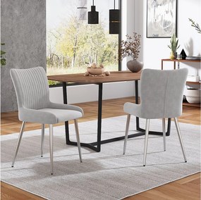 Zestaw 2 krzeseł do jadalni z aksamitu - 85 x 58 x 47 cm - luksusowy fotel wypoczynkowy - cztery srebrne metalowe nogi - szary