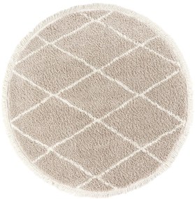 Dywan shaggy Blake romby beżowe koło 195 cm x 195 cm