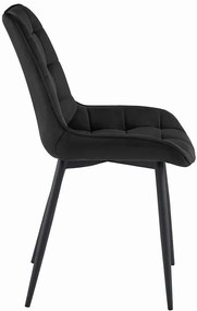 Welurowe czarne pikowane krzesło S2-W60