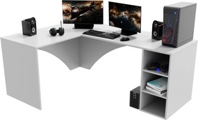 Biurko narożne do gamingu Carbon z otwartym regałem