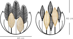 HOMCOM Zestaw 2 3D Metal Wall Art Modern Czarny+Złoty 40 x 46 cm