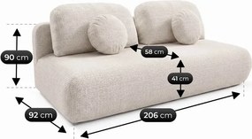 Sofa BASE Rozkładana Dwuosobowa Beżowa Szenil Japandi