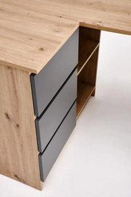 Biurko narożne BEGA dąb artisan/grafitowe HALMAR