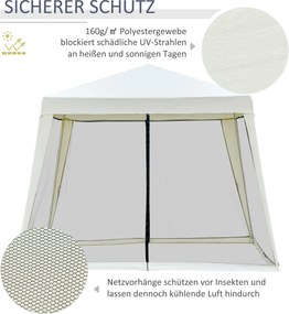 Outsunny Pawilon Ogrodowy 3x3m z Moskitierą Kremowy Metal i Poliester Odporny na Warunki Pogodowe Stylowy i Funkcjonalny | Aosom PL