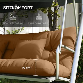 Outsunny 4-częściowy zestaw poduszek siedziskowych, 150x50 cm wodoodporne poduszki na krzesło z trokami, 10cm grubości Brązowy | Aosom PL