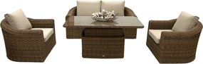 Rattanowy zestaw modułowy BORNEO LUXURY dla 4 osób (brązowy)