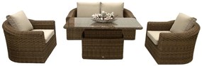 Rattanowy zestaw modułowy BORNEO LUXURY dla 4 osób (brązowy)