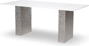 Stół do jadalni Modig M24, blat 180 cm w imitacji białego marmuru