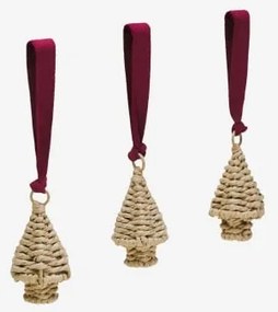 Pakiet 3 Ozdób Świątecznych Z Plecionego Sznurka Kasven Ruby Red - Sklum