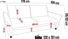 Sofa, Kanapa CANTO 120 z funkcją spania wolnostojąca WERSAL