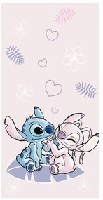 Różowy bawełniany ręcznik dziecięcy 70x140 cm Lilo and Stitch "Pink" – Jerry Fabrics