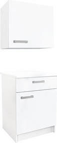 Szafki kuchenne - 1 szafka dolna & 1 szafka wisząca - 2 drzwi & 1 szuflada - Biały - TRATTORIA