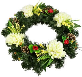 Wieniec na Dzień Zaduszny Kremowe chryzantemy, 35cm