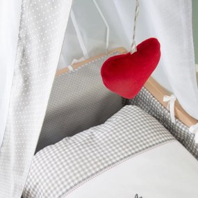 Kołyska z litego drewna bukowego na kółkach/z baldachimem 40x90 cm w naturalnym kolorze Adam and Owl – Roba