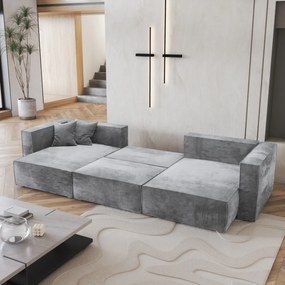Masseno Narożnik SARMO z funkcją spania i pojemnikiem na pościel Narozniki U, Rozkładana sofa - Jasnoszary, MONOLITH 84