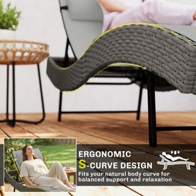 Outsunny Leżak z polirattanu w kształcie litery S, ogrodowy leżak z 5-stopniową regulacją oparcia, zagłówkiem, oddychający, odporny na UV | Aosom PL