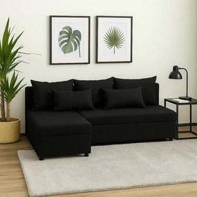 Praktyczny narożnik z funkcją spania do salonu - FELIX, czarny - Sawana 14, lewy