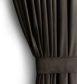 Brązowa aksamitna zasłona częściowo zaciemniająca (dimout) 140x270 cm – Restilo