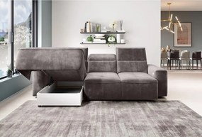 Narożnik COLOMBO Mini Lewostronny z elektryczną funkcją spania pojemnikiem PALLADIUM 05 Brązowy WERSAL