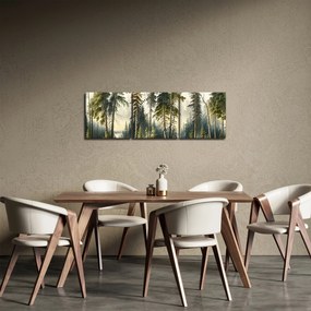 Obraz - Krajobraz lasów w stylu vintage (z zegarem) (90x30 cm)