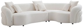 Kanapa narożna prawa z białej tkaniny buklowej LAPIOTA od Maison Céphy