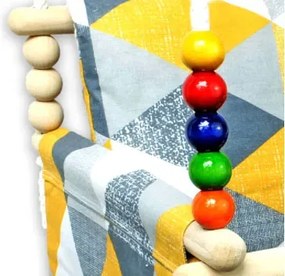 Żółto-szara huśtawka dziecięca drewniana C0-A27