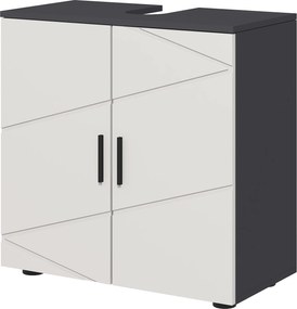 Szafka łazienkowa kleankin, komoda łazienkowa, szafka pod umywalkę, 2 poziomy, z płyty wiórowej, jasnoszara