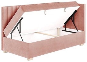 Różowe narożne łóżko dziecięce ze schowkiem i materacem 90x200 cm Snugi – Ghado
