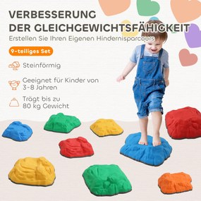 AIYAPLAY 9 Kamieni równoważnych antypoślizgowych do użytku wewnętrznego i zewnętrznego, wspierających koordynację, dla dzieci 3-8 lat, Wielokolorowy