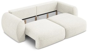 Beżowa sztruksowa rozkładana sofa ze schowkiem 266 cm Kini – Makamii