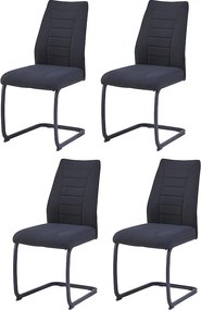 Krzesła do jadalni komplet 4 szt. - tkanina - czarne - MINIA