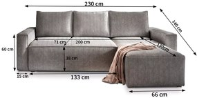 Staroróżowy narożnik SMART COSARO, dwustronny + 2 poduszki GRATIS