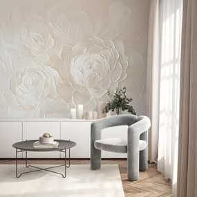 Fototapeta - Eleganckie beżowe kwiaty (196x136 cm)