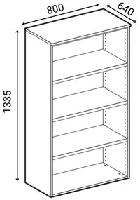 Szafa biurowa z drzwiami PRIMO WOOD, 3 półki, 1335 x 800 x 640 mm, buk