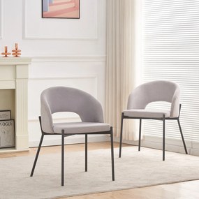 ATENA Krzesło do Jadalni Szare z Oparciem, Czarne Nogi