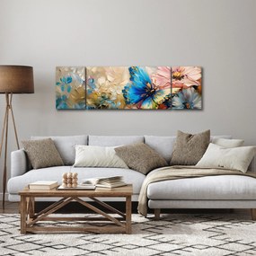 Obraz - Malowanie kwiatów i motyli (170x50 cm)