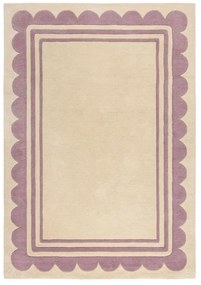 Fioletowo-naturalny wełniany dywan tkany ręcznie 120x170 cm Lois Scallop – Flair Rugs