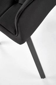 Krzesło do jadalni obrotowe z podłokietnikami czarne welurowe K588