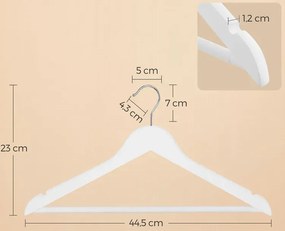 Komplet 10 białych wieszaków drewnianych do szafy M6-B65