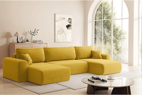 Sofa narożnik CAPRI U z funkcją spania, do salonu, miodowy