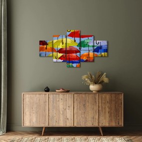 Obraz kolorowych parasoli (125x70 cm)