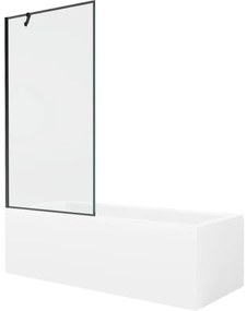 Mexen Cubik wanna prostokątna 150 x 70 cm z obudową i parawanem 1-skrzydłowym 90 cm, czarny wzór - 550315070X9509007070