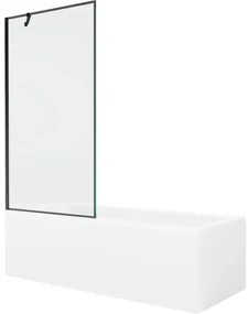 Mexen Cubik wanna prostokątna 150 x 70 cm z obudową i parawanem 1-skrzydłowym 90 cm, czarny wzór - 550315070X9509007070