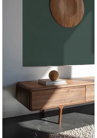 Brązowa szafka pod TV z litego drewna dębowego 220x45x45 cm Fawn – Gazzda