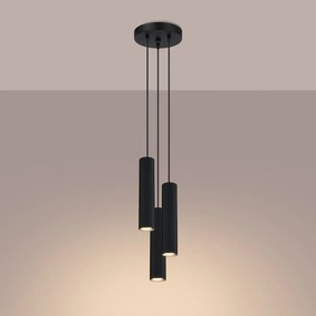 Lampa wisząca KARBON 3P czarna ryflowana  SOLLUX  LIGHTING