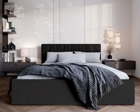 Czarne łóżko z tapicerowanym zagłówkiem 140x200 G9-N88