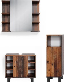 Zestaw mebli łazienkowych rustykalny dąb 60x32x54 fynn
